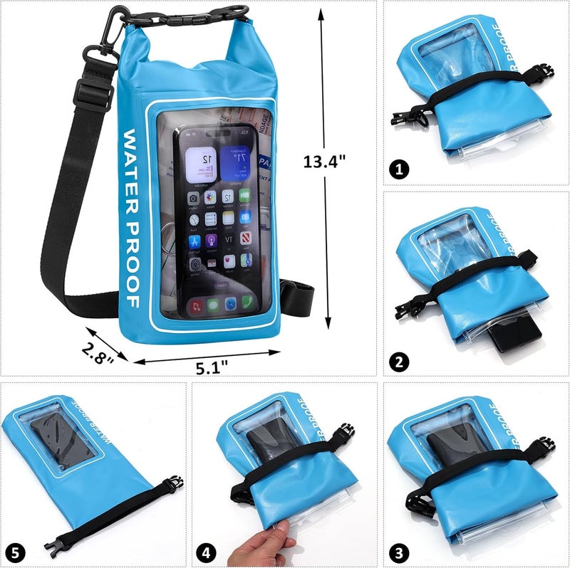 GPUSFAK 154 Pieces Waterproof Boat First Aid Kit Dry Bag with Cell Phone Bug Out Bags Pouch Roll Top Boat Emergency Kit 2-in-1 for Camping Fishing Kayaking Swimming Rafting - Image 4